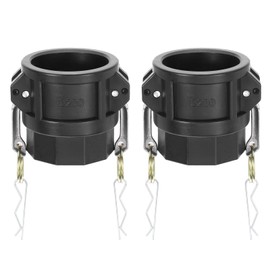 PATIKIL Poly Cam Lock Fittings, 2 Pcs 2" Part D Female Adapter x Female Thread Cam Groove Hose Fittings Polypropylene Cam Lock Fittings, Black