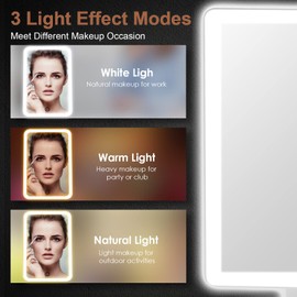 COSMIRROR Makeup Vanity Mirror with 3 Color Lighting, Lighted Makeup Mirror with 72 LED Lights and 10X Magnifying Mirror, Dual Power Supply, 180 Degree Rotation Cosmetic Tabletop Light up Mirrors