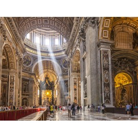 ART.COM Wall Art Prints Interior of St. Peters Basilica with Light Shafts Coming Through the Dome Roof, Vatican City by Neale Clark, Places Decor, 16" x 12"