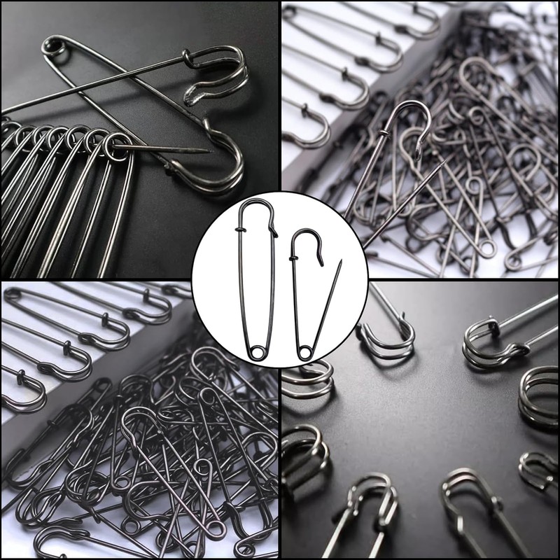 15Pcs Large Safety Pins, 3‘’ Heavy Duty Steel Safety Pins