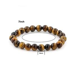 Ouubuuy Tiger Eye Crystal Beads Bracelet 8mm Natural Gemstone Beaded Bracelets Healing Crystal Bracelet for Women Mothers Day Gifts