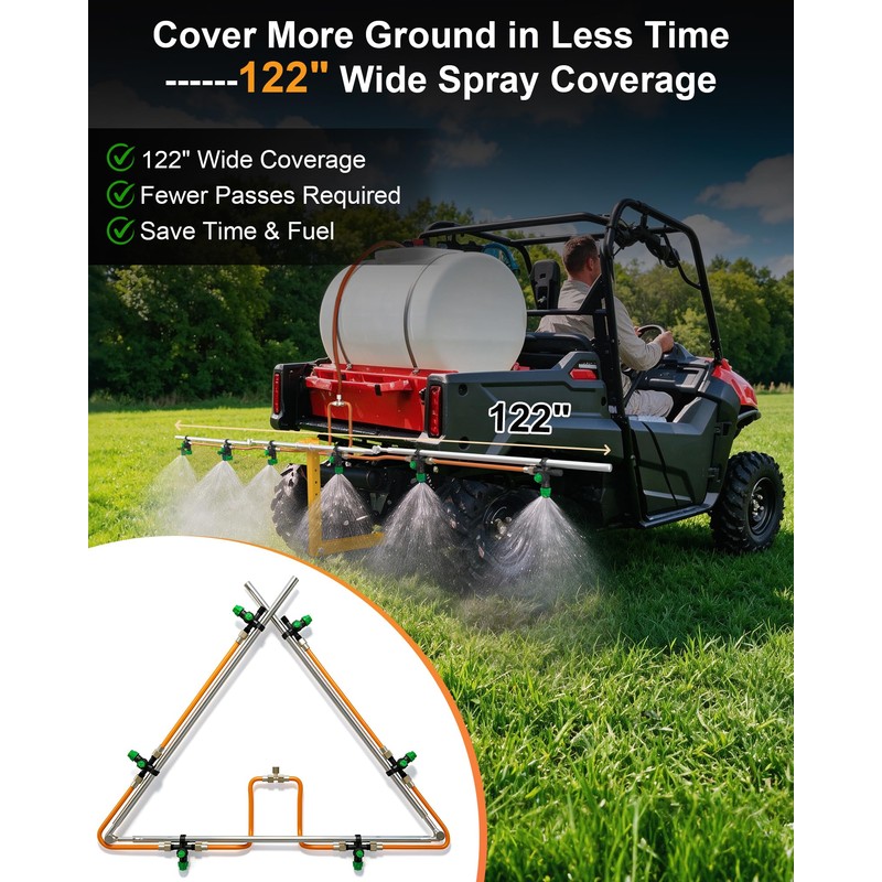 6 Nozzle ATV/UTV Sprayer Boom Kit, 122" Foldable Boom Sprayer