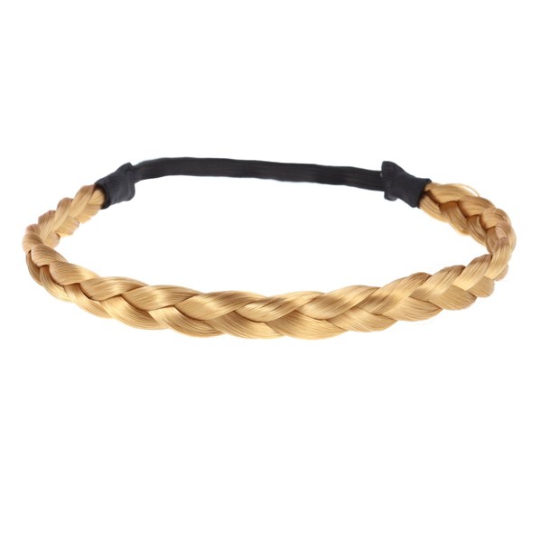 Fashion Elastic Stretch Hair Braided Headband Classic Wide Braids Synthetic Hairband Hairpiece Women Beauty Accessories (Golden Brown)
