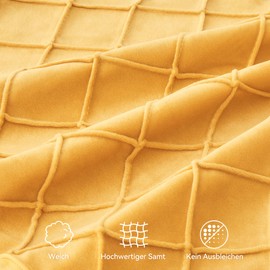 JELLYMONI Cushion Covers 45 x 45 cm, Set of 2 Yellow Checked Cushion Covers, Velvet Decorative Cushion Covers with Zip, Decorative Cushion Cover Sofa Cushion Cover, Throw Cushion Cover Decoration for