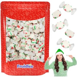 Christmas Sweet Taffy, Red, Green & White, Mixed Fruit Flavor, Kosher Parve Dairy, Individually Wrapped Taffy (1 Pound)