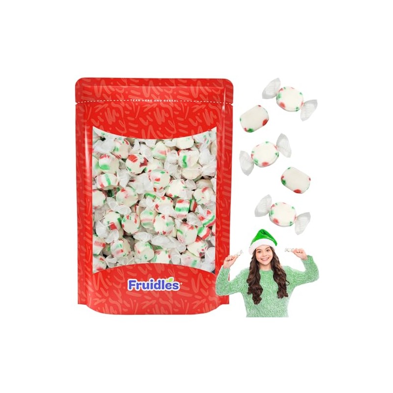 Christmas Sweet Taffy, Red, Green & White, Mixed Fruit Flavor,