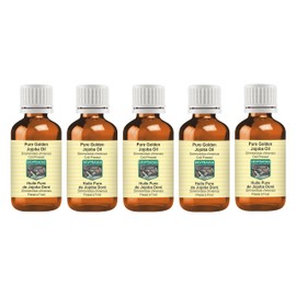 Devprayag Pure Golden Jojoba Oil (Simmondsia chinensis) Natural Therapeutic Grade Cold Pressed (Pack of Five) 100ml x 5 (16.9 oz)