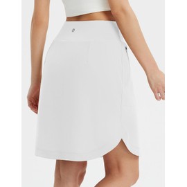 BALEAF Skorts for Woman 20" Knee Length Athletic Tennis Golf Skirts Pickleball Hiking Casual Skort Zipper Pockets UPF50+ White M