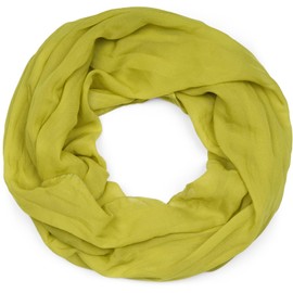 styleBREAKER Light Plain Loop Tube Scarf, Summer Scarf Made of Flowing Material, Silky Neckerchief for Men and Women, Soft, Airy & Fashionable, 77 x 46 cm, Kiwi Green, Unit size