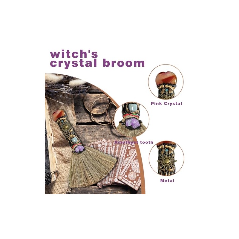 Xuoxeji Xuoxeji Crystal Witch Wiccan Altar Broom,Witchcraft Witches Pagan Altar