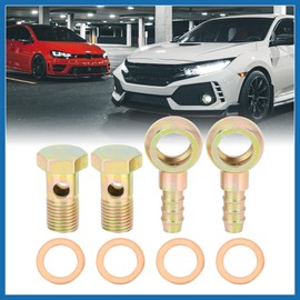 A ABSOPRO 2 Sets 14mm Diameter Banjo Hose Barb Bolt Fittings Metal for Car Item Replacement