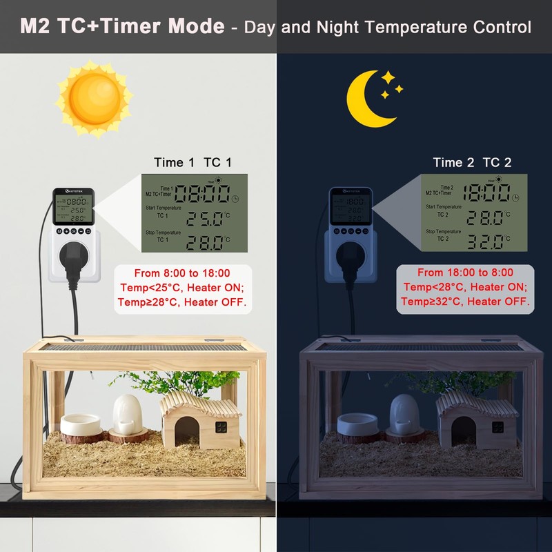 KETOTEK Day and Night Temperature Controller Thermostat Plug with Sensor