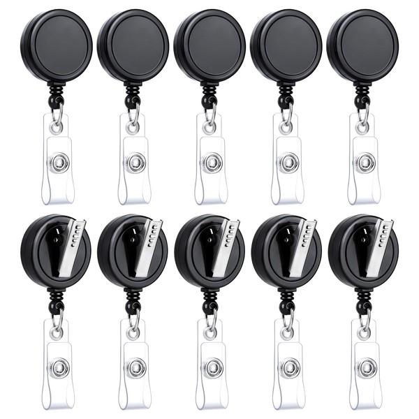 Teskyer Badge Reel, 10 Pack Retractable ID Badge Holder Reels
