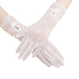 ITODA Summer UV Resistant Gloves, Women's Lace Gloves, Wedding Gloves, Breathable, Cool, Smartphone Gloves, Flower Pattern, Embroidered, Thin, Stylish, Driving Gloves, Anti-Slip, Wedding Gloves, For