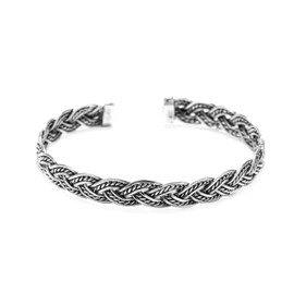 Windalf Lucana Braided Bracelet Diameter 5.8 cm Silver Jewellery Handmade 925 Sterling Silver, Sterling Silver