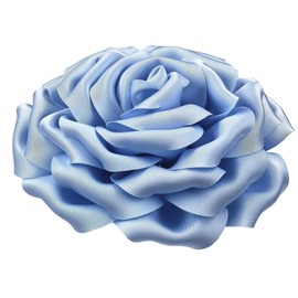 Rose Flower Brooches for Women Handmade Oversized 6.3 Inch Glossy Silk Satin Floral Pin Wedding Party Accessories for Dresses Hats Jackets (Light Blue)
