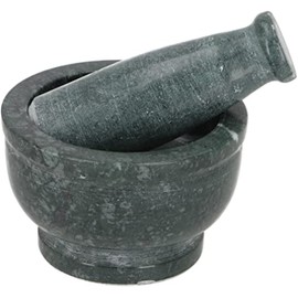 GURU SHOP Mortar, Spice Mill Made of Green Marble, Model 4, 6 x 10 x 10 cm, Kitchen Accessories, Other