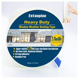 Transparent Window Weather Sealing Tape，2.75-Inch x 50ft，Clear Window Draft Isolation Sealing Film Tape，Clear Draft Stopper Adhesive Tape for Doors, Windows and Shower Glass Gaps. (2.75-Inch x 50FT)