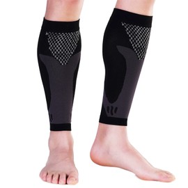Calf Supporter, Compression, Refreshing, Standing, Walking, Running, Soccer, Rugby, Tennis, Baseball, Unisex, Stockings (L, Black)