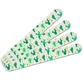 Cute Cactus with Flowers Pattern Double-Sided Nail File Emery Board Set 4 Pack