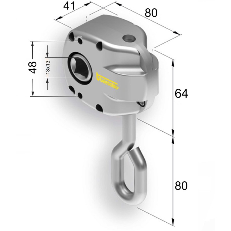 Teletoldo Worm Gear Square for Awnings (Silver)