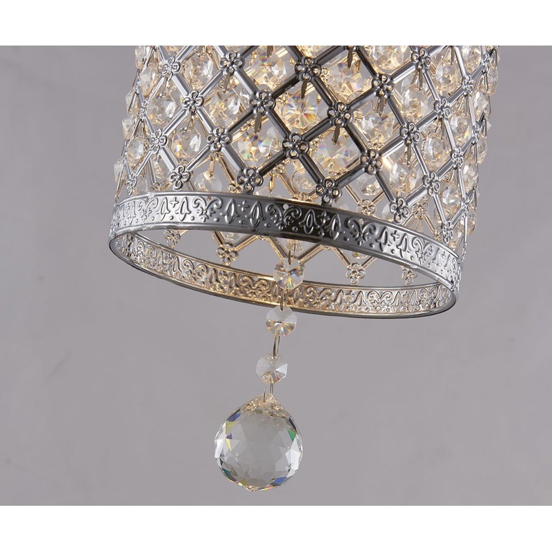 Surpars House Plug in Pendant Light Silver Crystal Chandelier with