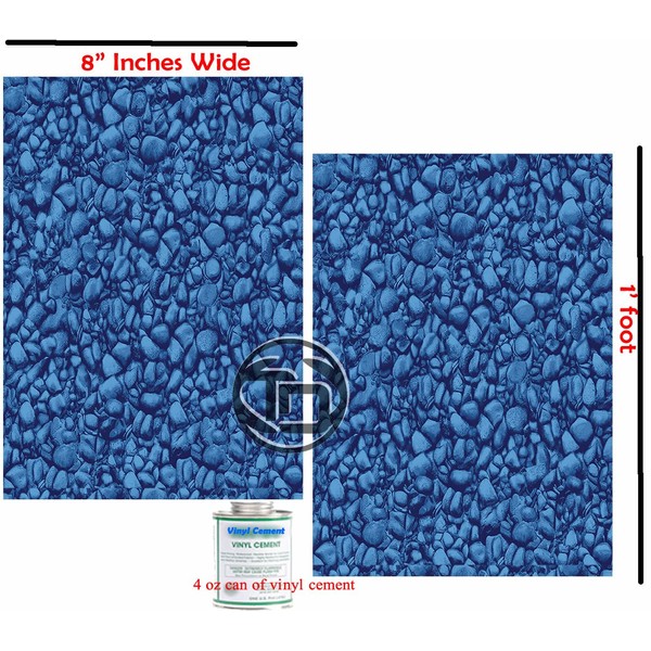 Vinyl Liner Swimming Pool Patch Kit (2) 8" Inch x 1 Ft W/Glue, Above or Under Water Repair Safe, Strong & Durable.