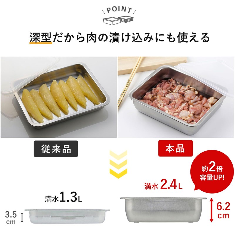 Shimomura 46964 Square Bowl Colander Set, Wide and Deep Type,