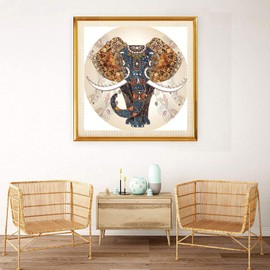 Maysurban Embroidery Set, Cross Stitch Starter Kit, Pre-Drawn for Embroidery for Beginners, Embroidery Set for Self-Embroidery, Cross Stitch Elephant 50 x 50 cm