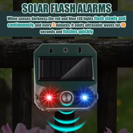 Qualirey 4 Pack Solar Ultrasonic Repellent Outdoor Animal Predator Lights Deterrent Motion Light Sensor Alarm Effective Night Animal Repellent for Chicken Coop Farm Raccoon Fox Deer