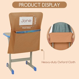 Locmeo 12 Pcs Chair Storage Pocket Bulk 17 Inch Chair Bag for Classrooms Chair Pockets Chair Organizer with Name Tag for Keeping Student Book School Table Organized (Boho)