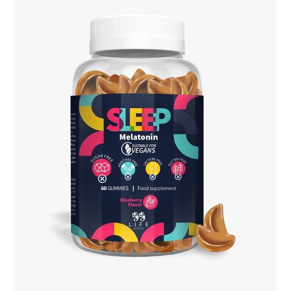 99 Life | Melatonin Supplement for Sleeping 1mg | Melatonin, Passionflower, Chamomile, Melissa and Vitamin B6 | Gummies Gummies | Blueberry Flavour | 60 Gummies