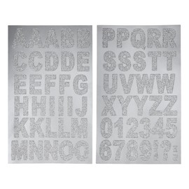 Homeford Glittered Capital Letters Alphabet Craft Stickers, 1-3/8-inch, 64-Count, Silver