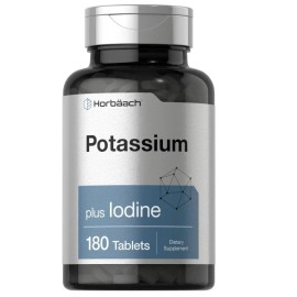Horbaach Potassium Plus Iodine 180 Tablets Iodide Non-GMO Gluten Free Supplement