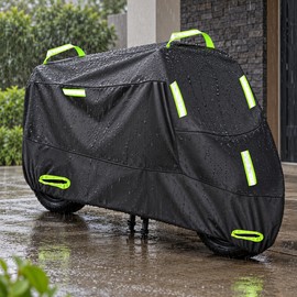 420D Universal Motorcycle Cover with UV and Weather Protection, Black, Multiple Sizes