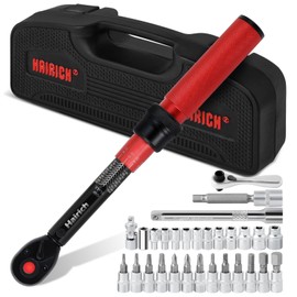 Hairich 1/4-Inch Drive Torque Wrench,30PCS Bike Torque Wrench with 1/4 Ratchet Wrench Set, 0.1 Nm Micro, 2.3-24.9 N.M(20-220IN.LB),1/4 Ratchet Wrench, Extension Bar, Sockets for Bicycle