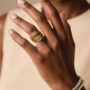 ELARLACE Gold-Plated Open Ring with Multi-Layered Baguette & Round Cubic
