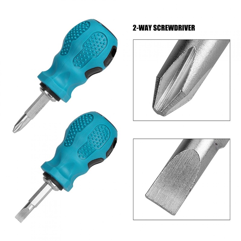 Mini Stubby Screwdriver, Magnetic Dual Purpose Crossing Slot Bits Screwdriver,