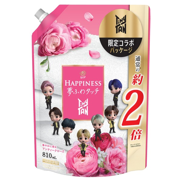 Lenor Happiness Yume Fuwa Touch Fabric Softener, Antique Rose, TinyTAN Exclusive Collaboration Packaging, Refill, 28.1 fl oz (810 ml)