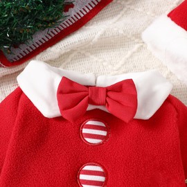 TAGVO Toddler Baby Kids Christmas Elf Costume, Kids Cotton Warm Santa Fancy Christmas Party Outfit Set with Santa Hat for Baby Boys and Girls 6 Month to 4 Years