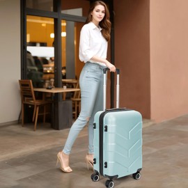 TILYMOL Luggage Sets 3 Piece Suitcase Set with Spinner Wheel, Hardside Luggage Sets with TSA Lock, Expandable Travel Luggage Set for Men and Women, Mint Green