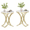 Tribesigns Set of 2 Faux Marble Round Side Table, White