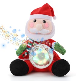 Aceshop Electric Christmas Plush Doll with Snow Globe, 11 Inch Santa Cuddly Toy, Plush Music, Singing and Dancing Stuffed Animals, Singing Xmas Santa Toy, Decoration, Children's Gift