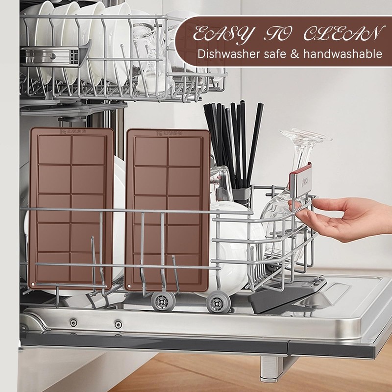XIZIX Chocolate Bar Mold 2 Pack, Non-Stick Deep Dubai Chocolate