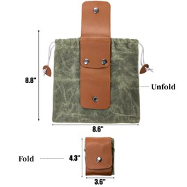 Mezchi 3 Pack Mushroom Foraging Bag, Collapsible Waxed Canvas Bag, Leather Foraging Pouch Basket for Camping, Hiking Hunting, Grocery Storage, 3 Colors