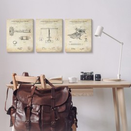 Stupell Industries Vintage Courtroom Patents Judge Scale Gavel and Stenograph, Design by Karl Hronek