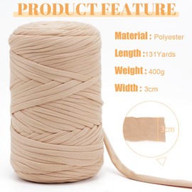 JeogYong - Hilo para playera, tela elástica de ganchillo de 400 g/131 yardas, cinta gruesa de tela de poliéster para tejer a mano, para bolsas/cestas/alfombras, decoración del hogar, manualidades