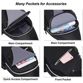 MOSISO Sling Backpack, Multipurpose Crossbody Shoulder Bag Travel Hiking Daypack, Black