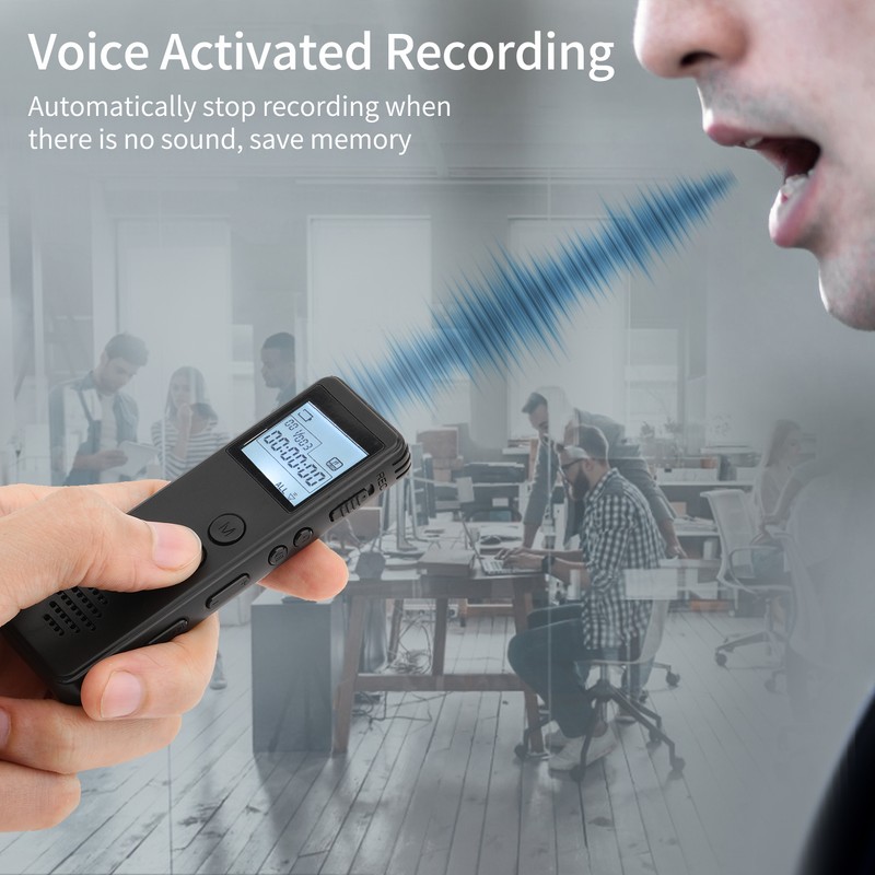 16GB Digital Voice Recorder Voice Activated Recorder Noise Reduction MP3