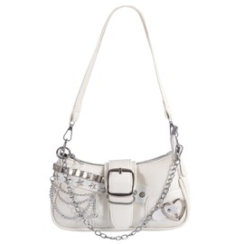 Cute Y2k Purse, Hand Bag Star Pattern Y2k Accessories Punk Style for Women Vintage Bag (White)